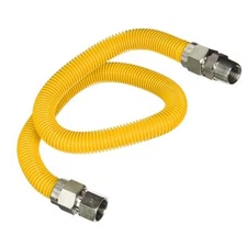 Gas Connector Kit 60 inch Yellow Coated Stainless Steel 3/8” OD Flexible Gas ...