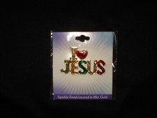 "I LOVE JESUS" Multicolor Rhinestone Brooch Pin FAST SHIPPING 