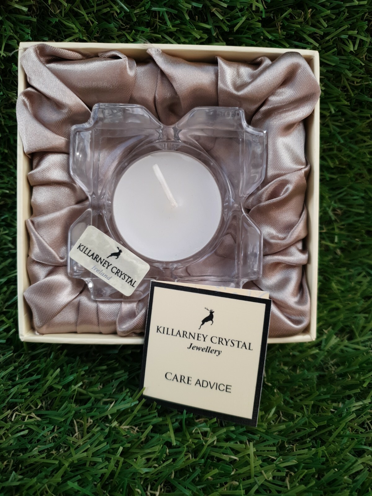 Killarney Crystal Ireland Tea Light Holder Opened But Not Used
