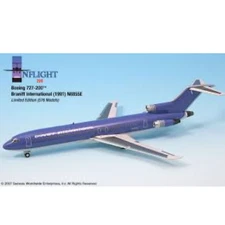 InFlight 200 Braniff Ultra Purple/Silv 727-200 1:200 Scale DieCast Model Plane  
