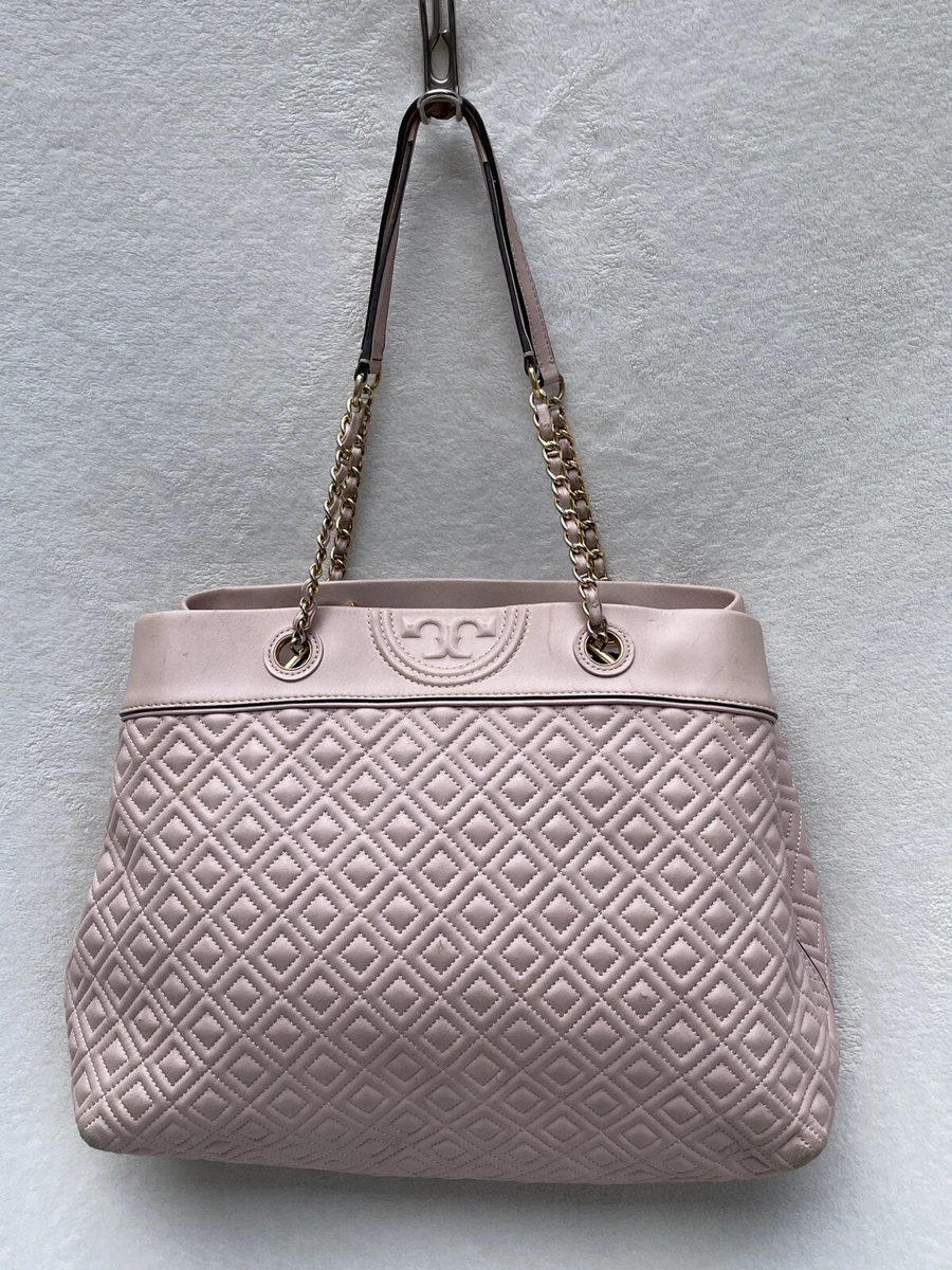 Fleming Leather Tote Bag in Beige - Tory Burch