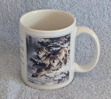 Larry Fanning Leanin Tree Mug Wolves in the Snow Vtg 1993 Used Very Good Conditi