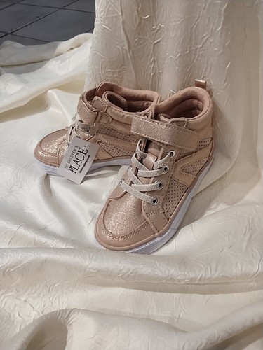 Toddler Shoes Rose Gold High top Fashion Sneakers Childrens Place Size 8 NEW - Picture 2 of 22