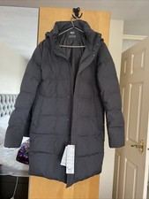 Uniqlo Gray Down Seamless Hooded Long Puffer Coat/jacket - Size M