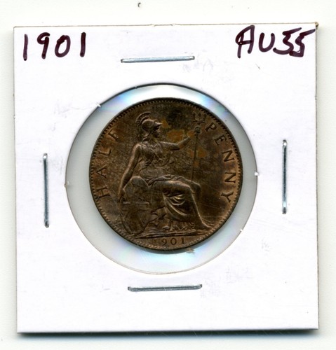Great Britain. Half Penny. 1901 choice About Uncirculated red and brown