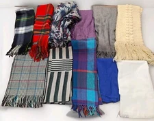 Lot Of 11 Scarves Wraps Mixed Colors Material And Sizes Most Are Vintage