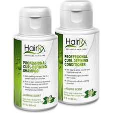 HairRx Professional Curl-Defining Shampoo & Conditioner Travel Set, Light Lather