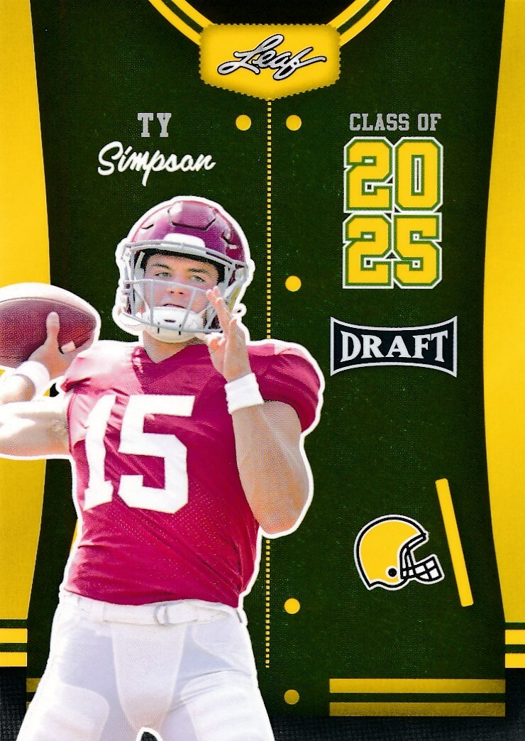 #85 TY SIMPSON 2023 Leaf Draft Football GOLD RC CLASS OF 2025 ALABAMA
