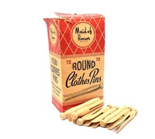 Vtg Sears Maid Of Honor Round Wood Clothes Pins New in Box 