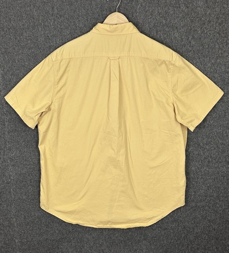 Camisa para hombre Eddie Bauer manga corta abotonada XL amarilla 100 % algodón - Imagen 6 de 11