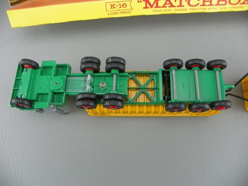 Vintage Matchbox Lesney King Size K-16 Dodge Tractor w/ Twin Tipper Train NrMnt - Picture 13 of 24