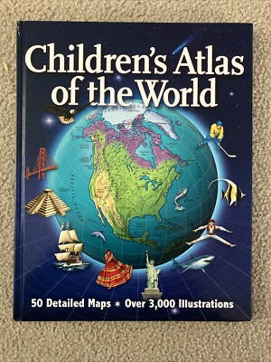 Hardcover Children's Atlas of the World With Maps & Illustrations ~ NEW