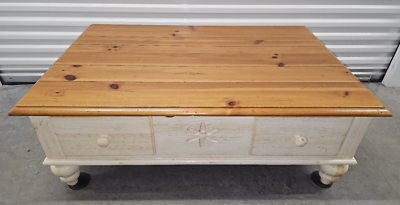 Ethan Allen Farmhouse Pine Coffee Table, #23-8210 Antiqued White
