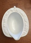 Embossed White Milk Glass Creamer Rimmed w Flowers Vintage