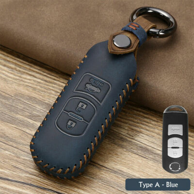 Leather Car Key Fob Case Cover Holder For Mazda 3 6 Axela Atenza