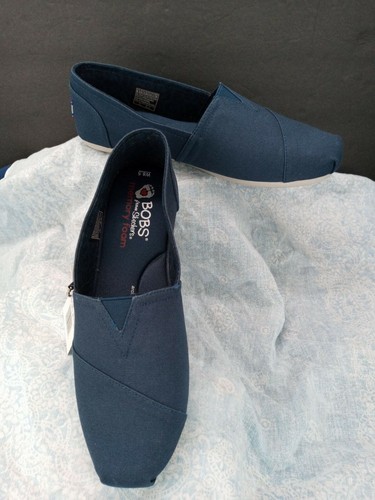 Bobs Skecher's Slip On Flats Women's Size 8.5 W Blue Peace Love Alpargata 33645