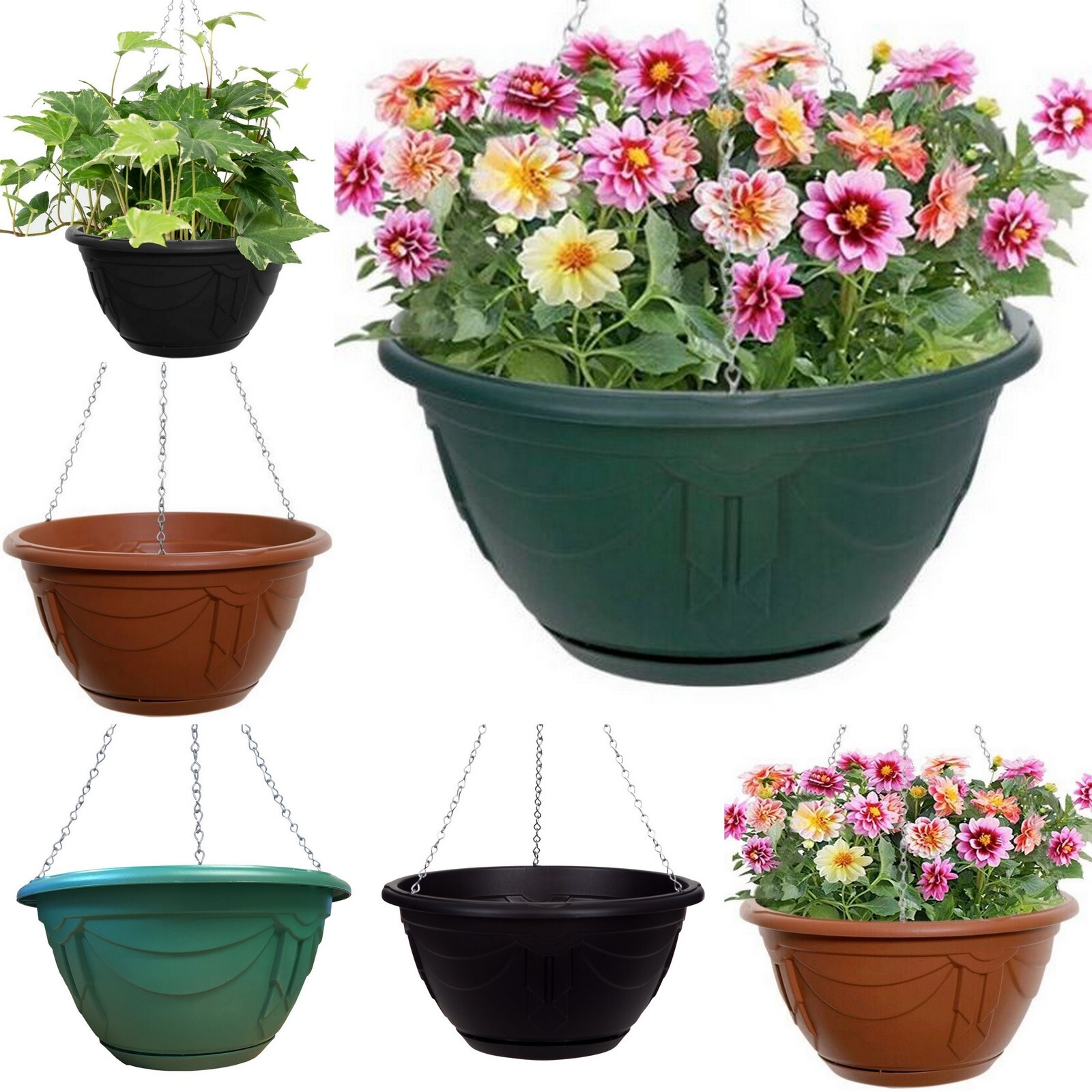 Plastic Flower Basket Hanging Planter Garden Plant Pot With
