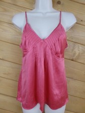 Theory S ELKE Orange Pink Pleated V-neck Cami Rayon Side Zip