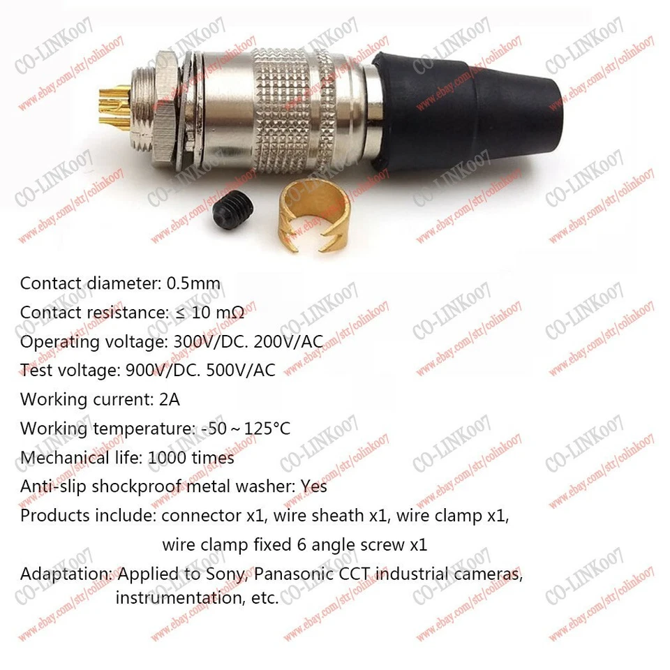 HR10A-10P-12P(73) Hirose 12 Pin Male Plug VAT CCD Industrial Camera Connector - Image 3 of 4