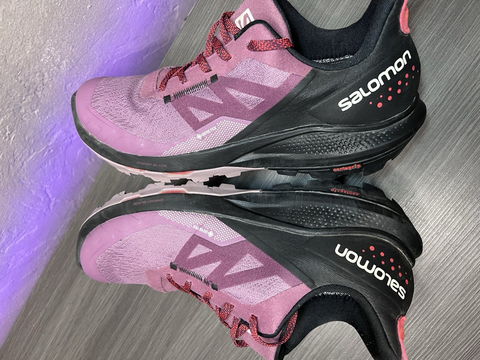 Scarpe da trail running Salomon Outpulse GTX da donna taglia 9 da trekking Gore Tex viola