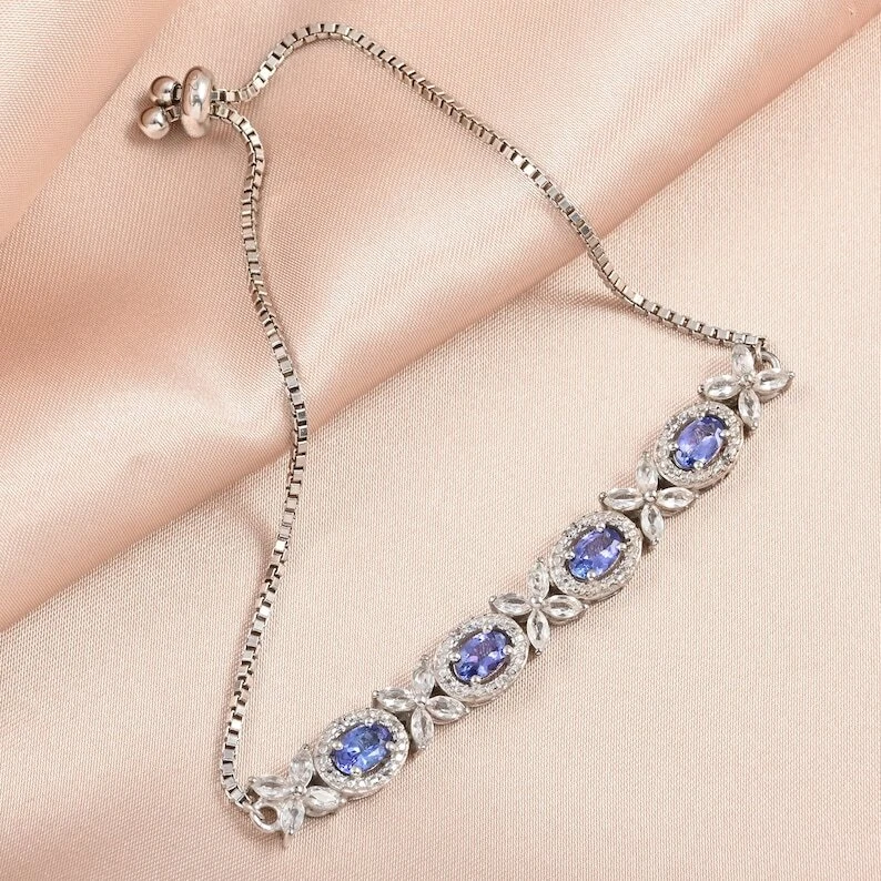 AAAA Tanzanite Bolo Bracelet in Sterling Silver Tanzanite