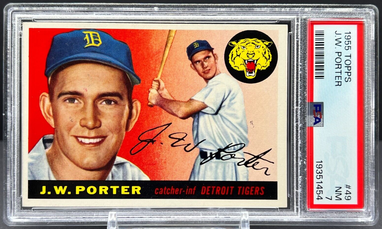 1955 Topps Baseball J.W. Porter PSA 7 NEAR MINT Detroit Tigers Card #49    cc23