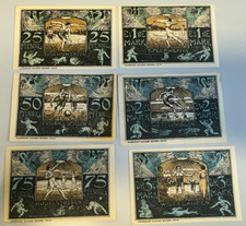 04-06 Celle Sportverein, 25+50+75 fenigów + 1+2+3 marki, 1919, UNC-