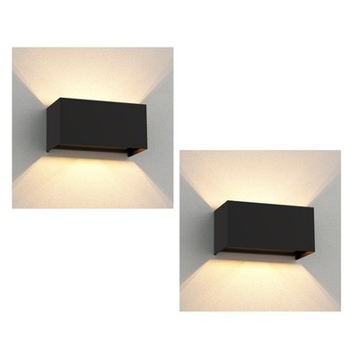 2x Wandleuchte CUBEL für außen IP65 Up-/Downlight schwarz matt eckig 2x G9
