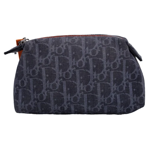 Pochette cosmétique Christian Dior monogramme Flight Trotter en toile bleu marine One
