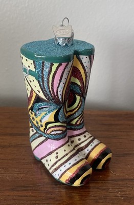 Kurt S Adler Art Deco Pair Of Glass Fashion Boots Ornament - Retro Design