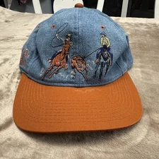 Vintage M&F Western Products in Beige Embroidered Rodeo Snapback Cap