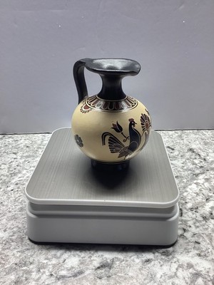 VINTAGE ANCIENT GREEK POTTERY MADE IN GREECE SIGNED BY D VASSILOPOULOS. 4.5'' ART