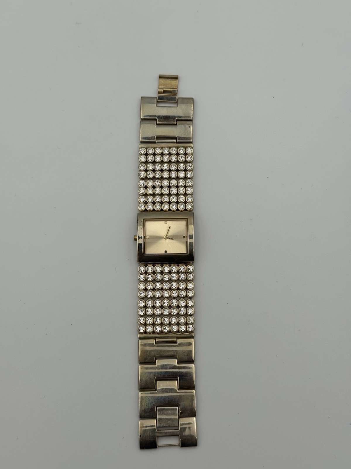 Ladies Beautiful GoldTone Crystals Embedded Strap Watch, new battery, working image 3