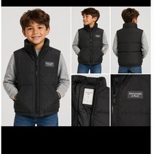 Abercrombie Kids Black Puffer Vest Wind Water Resistant Recycled Fill Size 5/6