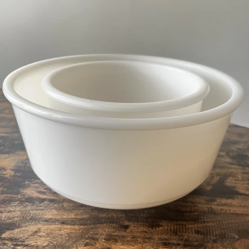 Vtg Dormeyer Milk Glass Mixing Bowl Set- 2 Pieces 1950s