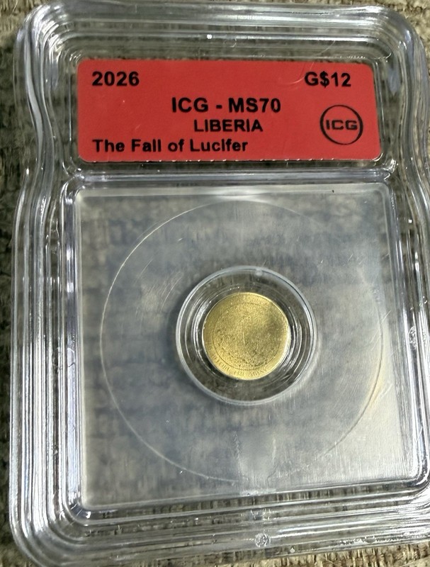 2026 Liberia $12 Gold Coin The Fall of Lucifer Variety ICG MS70 Graded