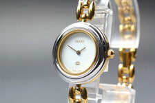 Near MINT Vintage GUCCI 11/12 Change Bezel 26mm Quartz Gold Women's Watch