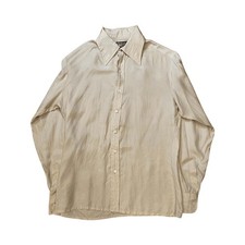 Vintage 70s Take 6 Pure Silk Button Up Dress Shirt Cream L