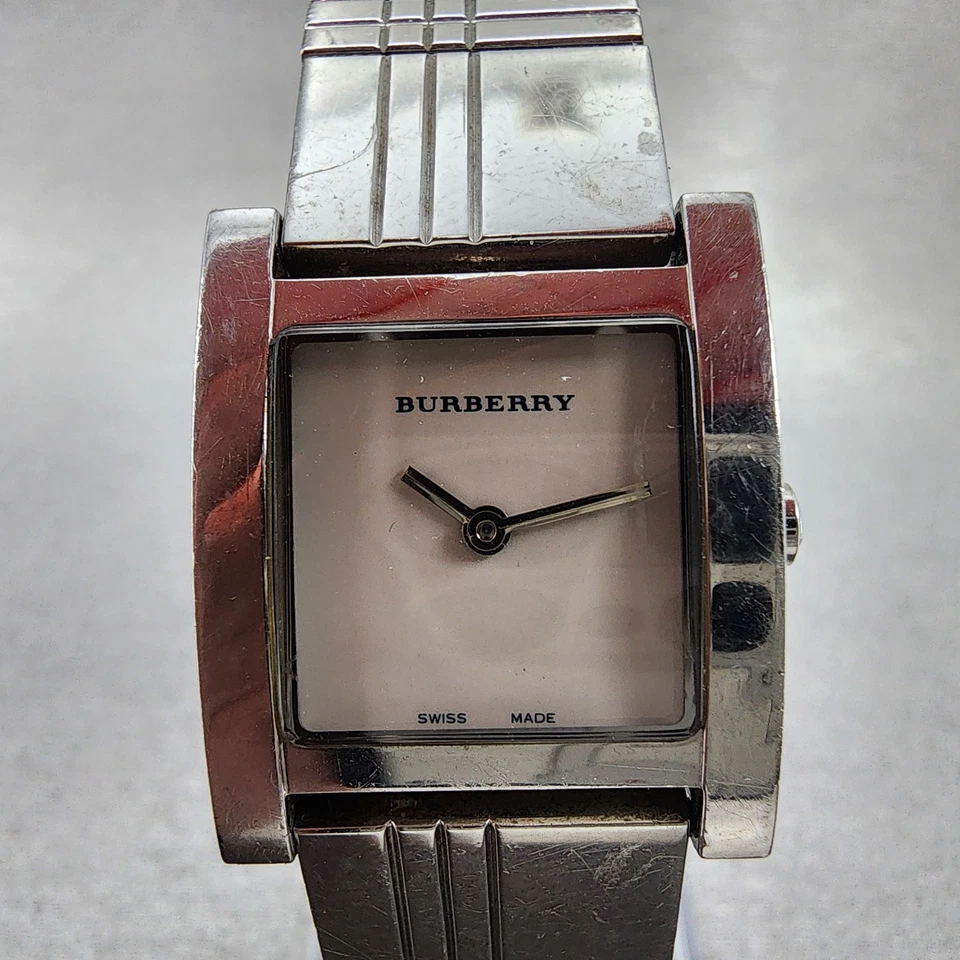 Burberry Tank Watch Women White Dial Stainless Steel Rectangle BU4303 New Batt - Image 2 of 4
