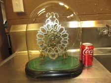 ANTIQUE SKELETON CLOCK FUSEE MOVEMENT GLASS DOME AND BASE English-French 1890's