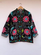 Suzani Velvet Jacket Hand Embroidery Boho Chic Coat Party Wear Uzbek Womens Coat