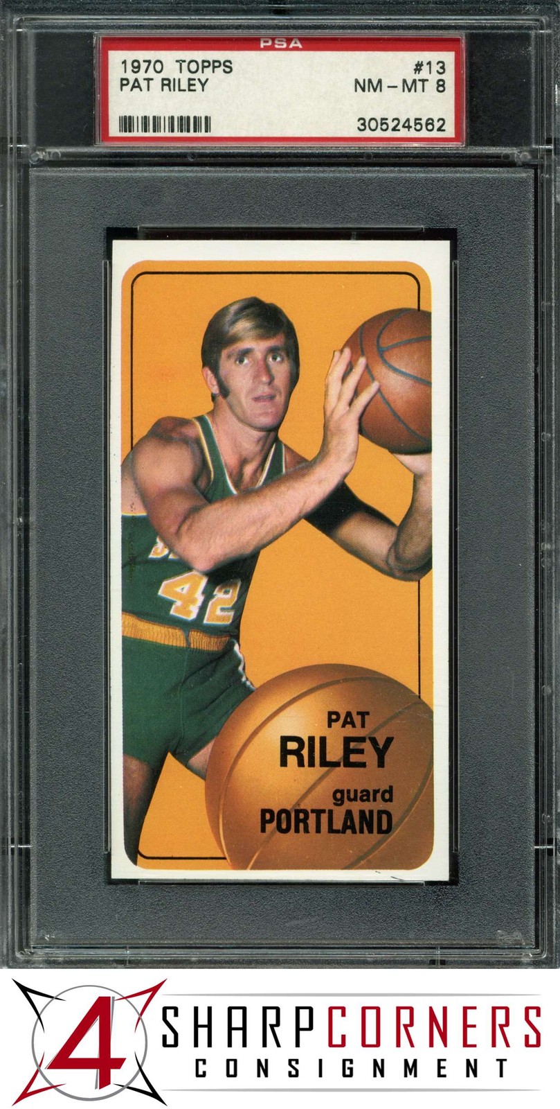 1970 TOPPS #13 PAT RILEY RC TRAIL BLAZERS HOF PSA 8 SET BREAK