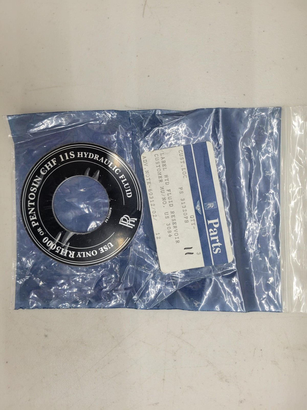 Bentley LABEL HYD FLUID RESERVOIR PS31320PB OEM