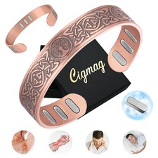 Cigmag Copper Bracelet for Men, with Powerful 9X 5000 Gauss Magnets, Adjustable