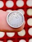 1845 Half Dime 5c , 90% Fine Silver Philadelphia, Liberty Seated, Texas Annex