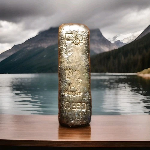 1.958 ozt Hand Poured .999 Silver Bullion Bar With Nice cooling lines