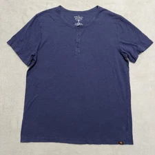 The Normal Brand Shirt Mens XL Navy Blue Short Sleeve Henley 3 Button Casual