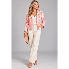 Tahari Arthur S Levine Watercolor Floral Open Front Blazer Jacket Size 10