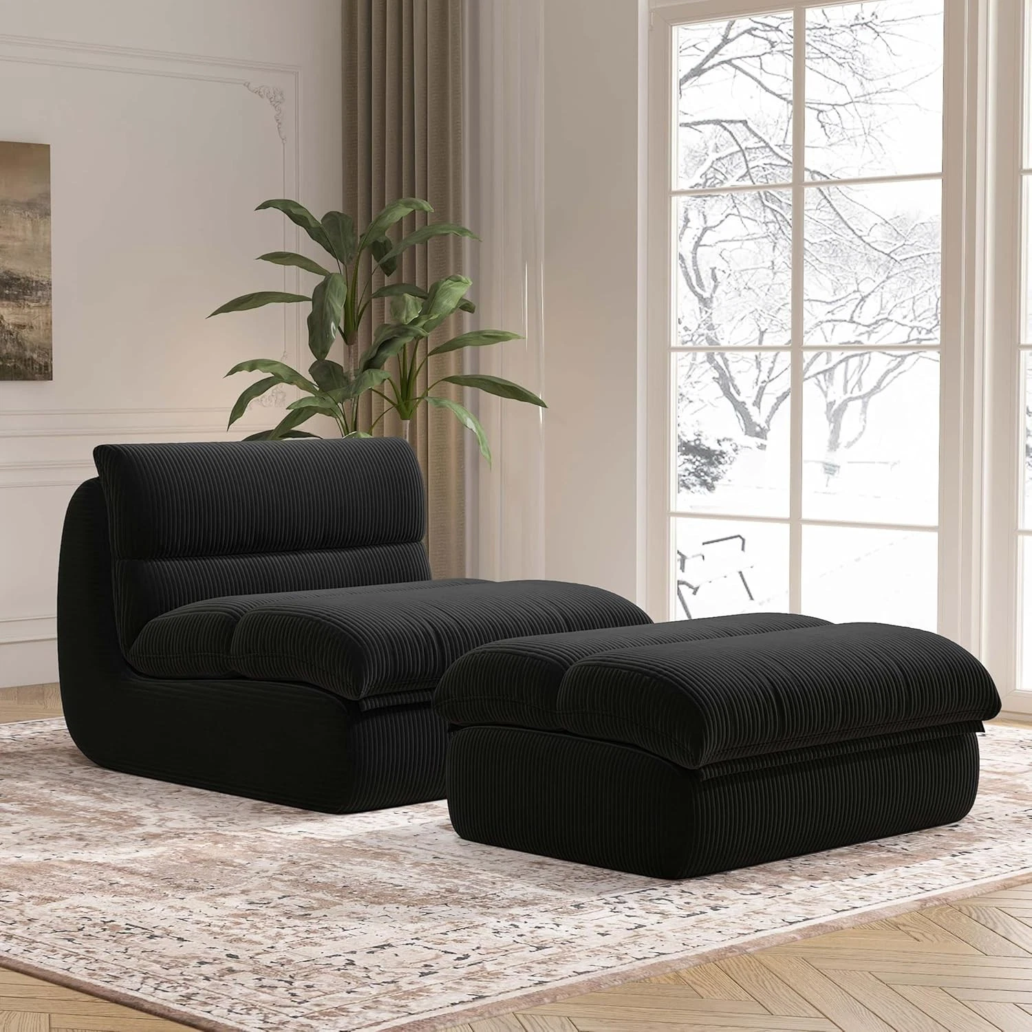 Soft Floor Couch Lazy Sofa Accent Seat with Low Backrest Bean Bag Style Black
Opens in a new window