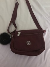 Kipling Burgundy Shoulder Bag with Bag Charm ...